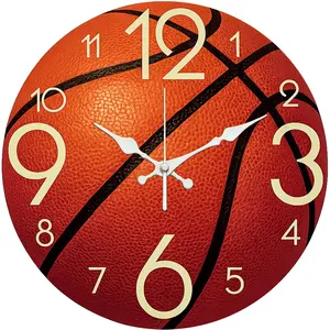 Basketball Wall Clock Wooden Wall Clock Silent Clock Battery Operated (Battery Not Included) Home Decor Perfect for Valentine's Day Easter St. Patrick's Day Halloween Christmas and More. Holiday Decor The Perfect Gift.