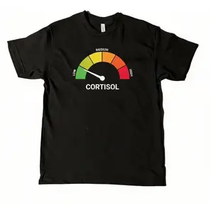 High Cortisol Low Cortisol Funny Casual Cotton Heavyweight Short Sleeve Shirt - Premium Heat Transfer Prints, Sizes S to 5XL, Comfortable & Breathable