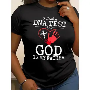Faith-Based Tee: "I Took a DNA Test and God Is My Father" with Symbolic Cross and Hand Graphic
