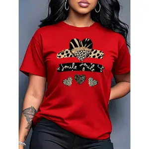 Women's 100% Cotton Shortsleeve T-Shirt - Basic Fit, Printed Round Neck, Smooth Fabric, Machine Washable, Comfortable, Breathable, Loose Casual, Trendy, Suitable for Spring & Summer, Ideal for Commuting