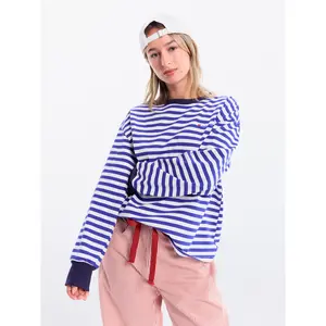 Cider Cotton Striped Fish Embroidery Contrasting Binding Long Sleeve Tee SwimWeek
