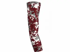 Digital Camo Compression Arm Sleeve - Burgundy, Gray Colors - Youth & Adult Sizes - UV Protection - For Sports, Gym Use