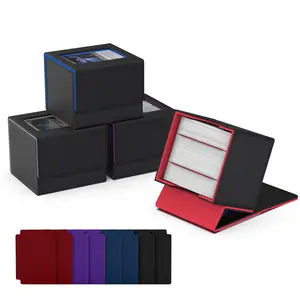 Card Deck Box for Double sleeved Cards, MTG Commander Deck Box Holds 110+ double Sleeved Cards, Leather Magnetic Card Storage Box Fits for TCG CCG Magic Cards