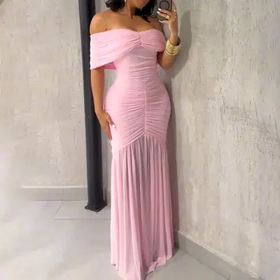 strapless open back dress Cute Pink A-line Long Sleeves Short Prom Dress, Homecoming Dresses on Line,  MH184 main image 0