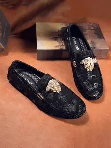 Men's Business Formal Loafers, Metal Buckle Slip-On Slippers, Lightweight Comfortable Versatile Design, Wedding Party Commute All Occasions