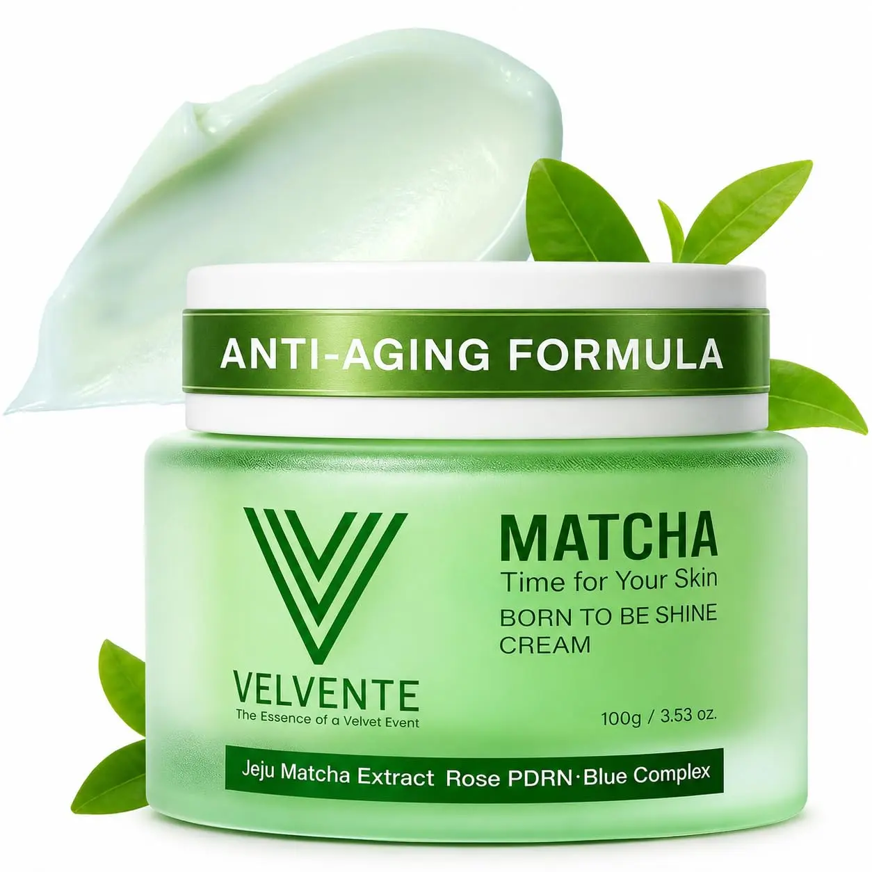 [Kbeauty]Velvente Matcha Facial Moisturizer with Rose PDRN | Korean Peptides Hydrating Firming Cream for Anti Aging, Dark Spot & Uneven Skin Tone | Soothing Radiance for Soft, Glowy Skin | All Skin Types | Korean Skincare，3.53 oz