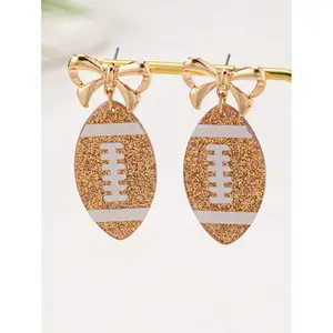 1 Pair Fashion Bowknot & Football Pendant Earrings Valentines,Mom,Mother,Mother's Day,Gift