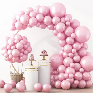 RUBFAC Pearl Pink Balloons 129pcs Different Sizes Pack of 18 12 10 5 Inch, Latex Balloon Garland Arch Kit for Wedding Princess Birthday Party Shower Engagement Bachelorette Decorations