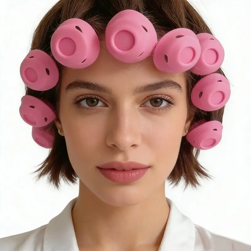 Mushroom Hair Curler Lazy Bell Silicone Hair Rollers Heatless Styling Curler No Heat Sleep In Curlers Set of 10 for All Hair Types Overnight Curls Wake Up to Beautiful Bouncy Curls Effortless Long Lasting Curls Elevate Your Look Hair Curling Tool