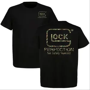 Glock Perfection Camo T-Shirt No Safety Needed Tactical Graphic Tee Mens Streetwear Military Style Gun Enthusiast Shirt USA Apparel