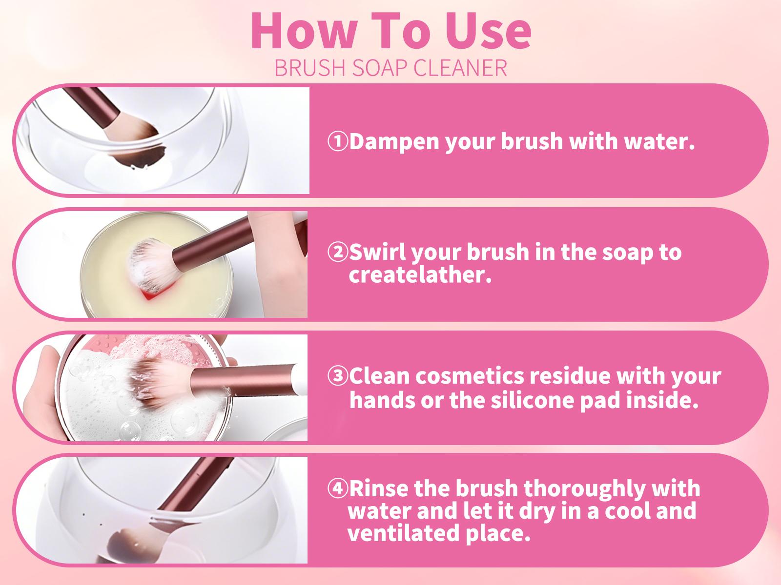 Makeup Brush Heart-Shaped Cleansing Soap Solid Soap Cleanser for Makeup Brushes Includes Color-Removing Sponge Brush Cleaning Pad Silicone Makeup Brush Cleaning Tool Removes Eye Shadow Pigment
