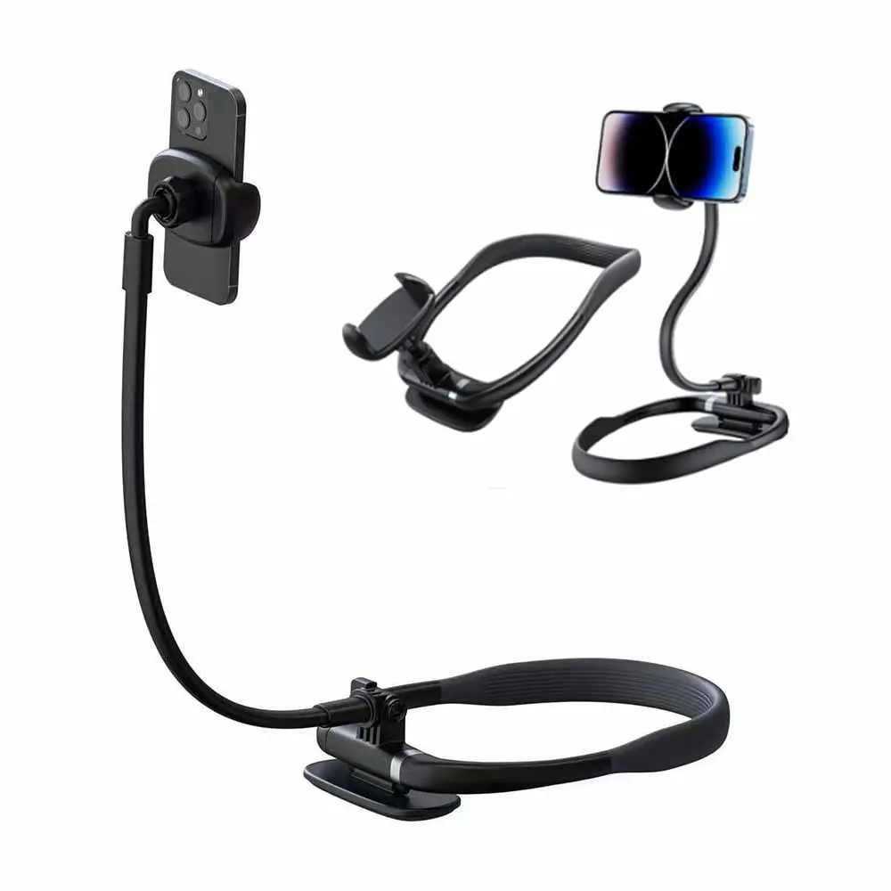 Neck Phone Holder Stand for Bed, 16 Inch Flexible Gooseneck Neckband Lazy Cell Phone Mount, 360° Rotation Hands-Free Phone Cradle Fit 4–7 Inch iPhone Samsung Smartphone for Bed Desk Live Streaming