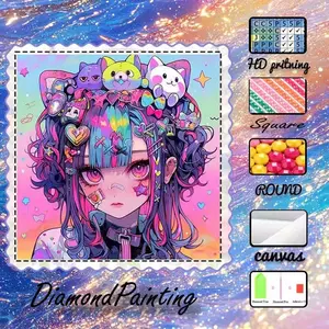 DIY 5D Flocking Diamond Painting Kit, AB Drill, Fairy Dust Drill, Crystal Drill, Hair, Cute, Toy Diamond Embroidery, Special Craft Diamond Art Kit, Wall Decor, Gift for Family, Loved Ones, Friends
