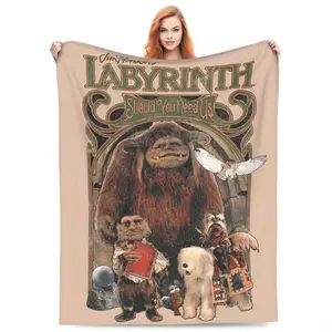 Labyrinth Themed Flannel Blanket, Ultra Soft Digital Print, Glam Anime Style, All Seasons Cozy Warm Multifunctional Nap Throw, Ideal Birthday & Christmas Gift for Loved Ones