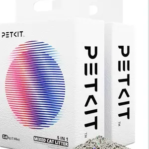 PETKIT Mixed Cat Litter Fast Clumping, Flushable, Ultra Absorbent, 100% Natural Ingredients Litter, Water Dissolvable, Really Dust-Free, Low Tracking Bentonite Tofu Litter (7.9lb×2 Bags)