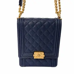 Pre-owned CHANEL X Crossbody Bags North/South Boy Bag Blue Handbags