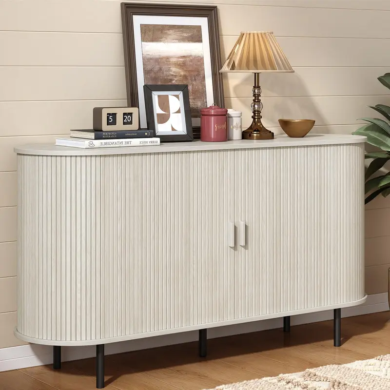【Black Friday】ONBRILL 40/55'' Fluted Sideboard Storage Cabinet With Doors And Shelves - Credenza Storage Cabinet For Office, Bedroom Storage Cabinet, Hallway Storage Cabinet, Console Storage Cabinet,dorm essentials,home decor