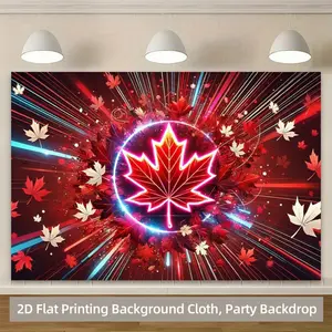 2D Flat, 1pc Maple Leaf Backdrop Banner - Realistic Canadian-Themed Maple Leaf Design with Vibrant Green/Orange/Yellow/Red Colors, Durable Fabric for Photo Studio, Live Streaming Background, Canada Party Decorations, Easy-to-Hang Tapestry, 2D Flat