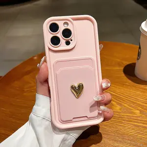 High Bamboo iPhone Case Cover with Self-Adhesive Cardholder, Tpu Material Shockproof Soft Edges for iPhone 15 15 Plus 15 Pro Max and More Accessories