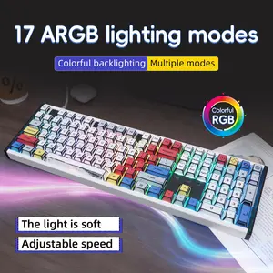 Hot Swappable Mechanical Keyboard 104 Layout CNC Aluminum Frame Custom RGB Light Wired Gaming Office PC Keyboard