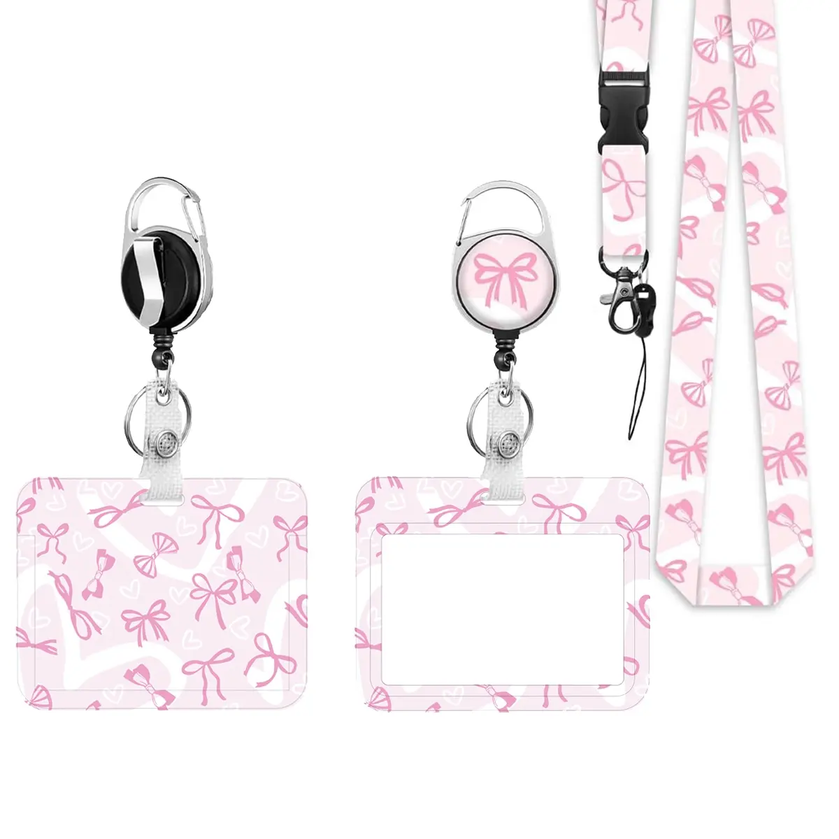 Sweet Nurse ID Badge Holder Set, Includes Clip, Lanyard, Card Case, Retractable Scroll, Key Ring, School Social Worker Office Supplies