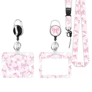 Sweet Nurse ID Badge Holder Set, Includes Clip, Lanyard, Card Case, Retractable Scroll, Key Ring, School Social Worker Office Supplies