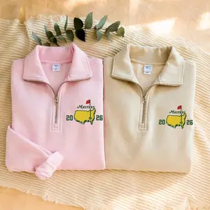 Masters 2026 Embroidered Quarter Zip Sweatshirt, Golf Tournament Pullover, Augusta Inspired Golf Sweater, Cozy Zip Up Sweatshirt