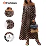 Florboom Women's Off Shoulder  Polka Dot Maxi Dress, Summer Causual Dress with Pockets for Vacation, Parties, and Beach,Summervibes Womenswear