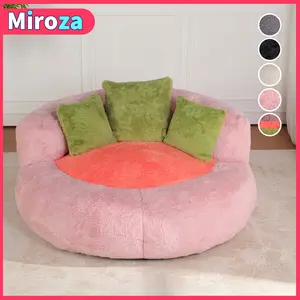 【Miroza】55'' Giant Bean Bag Chair/Sofa with 3 Throw Pillows, Faux Fur Lazy Floor Couch for Adults and Kids, Cloud-Like Touch, Soft and Comfortable, No Assembly Required, Ideal for Bedrooms, Living Rooms and Leisure Spaces