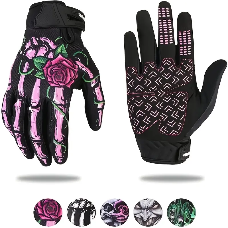 Ghost Claw Design Long-Fingered Sports Gloves - Motobike Rider Gear, Weather Resistant Wrist-Wrapping, Winter-Spring Windproof Coldproof, Snap Closure, Knit Polyester, Hand Washable (For Motorcycle Riding)