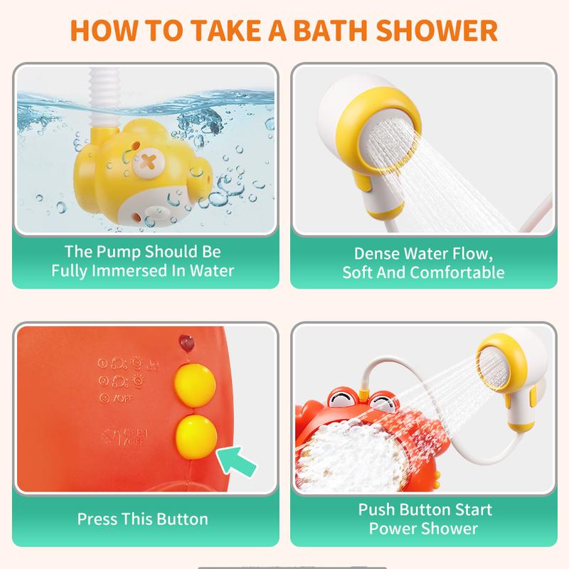 New crab-themed children's bath toy, bathtub shower head, summer outdoor water play toy, with suction cup, cute shower toy