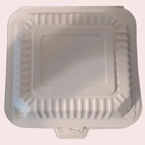 8 x 8 1-Compartment Microwaveable White Mineral-Filled Plastic Take-Out Container - 150/Case Disposable Clamshell Takeout Tray