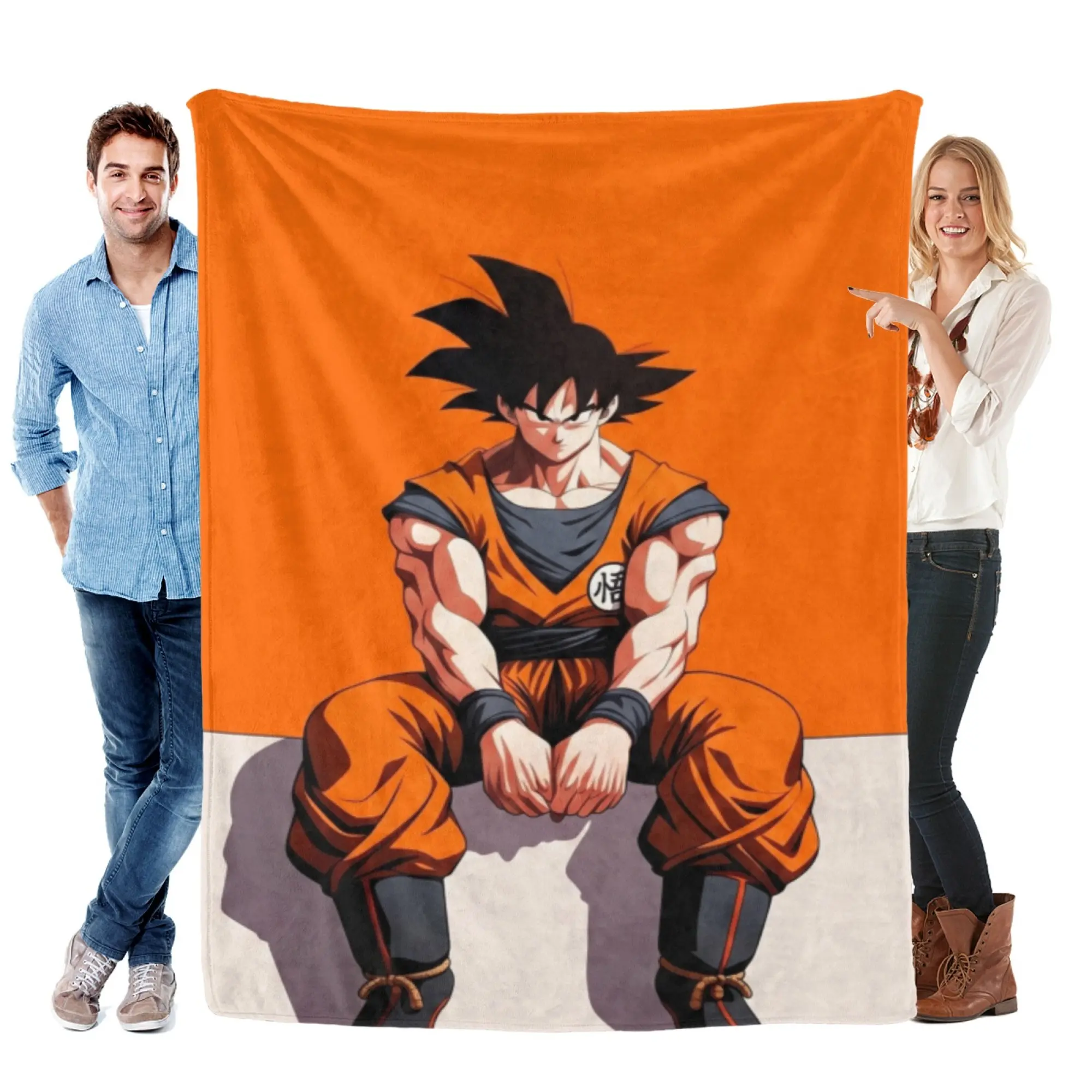 [SummerVibes] TOEI CLASSIC Dragon Ball Goku Soft Flannel Blanket, Vibrant 2D Cartoon Print for Home, Couch, Bed & Anime Fans Gift