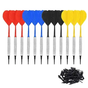 Set of 12Pcs Plastic Tip Darts, Not Easy to Break and Bend Professional 14g Soft Tip Darts with Iron Nickel Plated Shaft