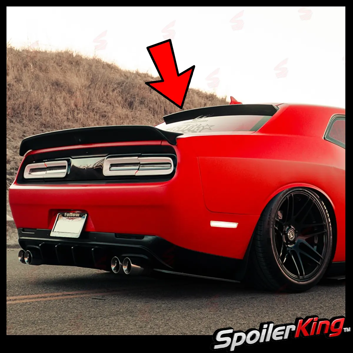 Dodge Challenger 2008-2023 Rear Window Roof Spoiler (380SP), Polyurethane Construction, Aesthetic Flare, Clean Cuts, Downforce Without Drilling, Easy Installation
