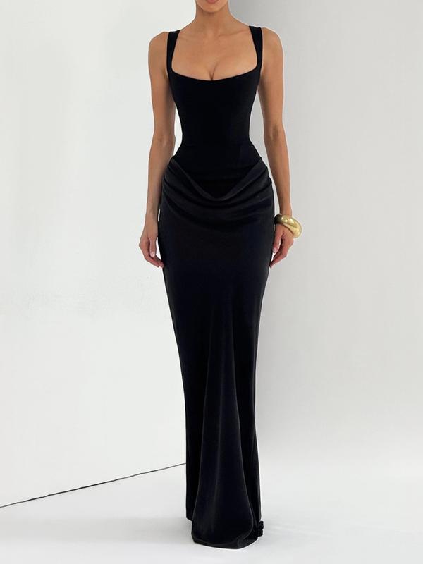 Women Drawstring Corset Evening Party Dress Elegant Occasion Wear Wedding Guest Mermaid Maxi Evening Gown