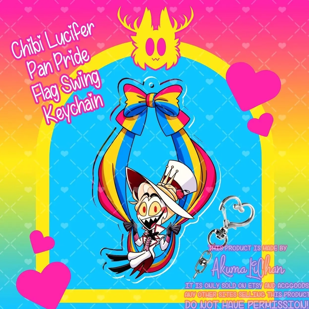 Chibi Lucifer Pan Pride Flag  Keychain