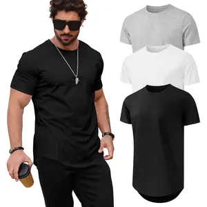 Mens T Shirts Casual Hipster Hip Hop Longline Crewneck Tee Shirts Top Streetwear Black Menswear 1-Grass Green Beige