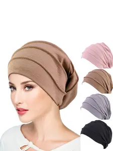 Women's Soft Knitted Polyester Finnish Hat, Elastic Muslim Headscarf Turban Hijab, Hand Washable, No Feathers, Non-Random Selection