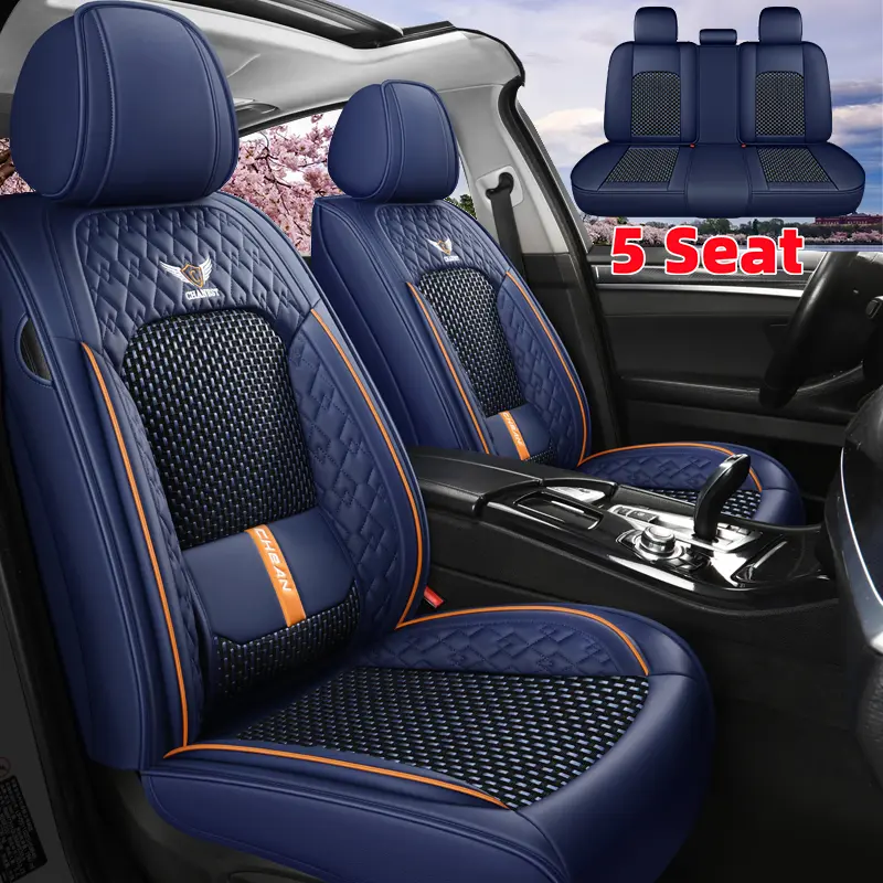 5-Seat Leather Car Seat Covers, Cars Accessories, Waterproof Wear-Resistant PU Leather, Front & Rear, Breathable Silk-Like Interior Protection, Dirt-Preventing, Easy-Maintenance for Daily Use