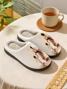 Mental Health Slogan | Healing & Warm 1 Pair Faux Fur Lined Non-Slip Home Plush Slippers For Men & Women (Autumn/Winter)