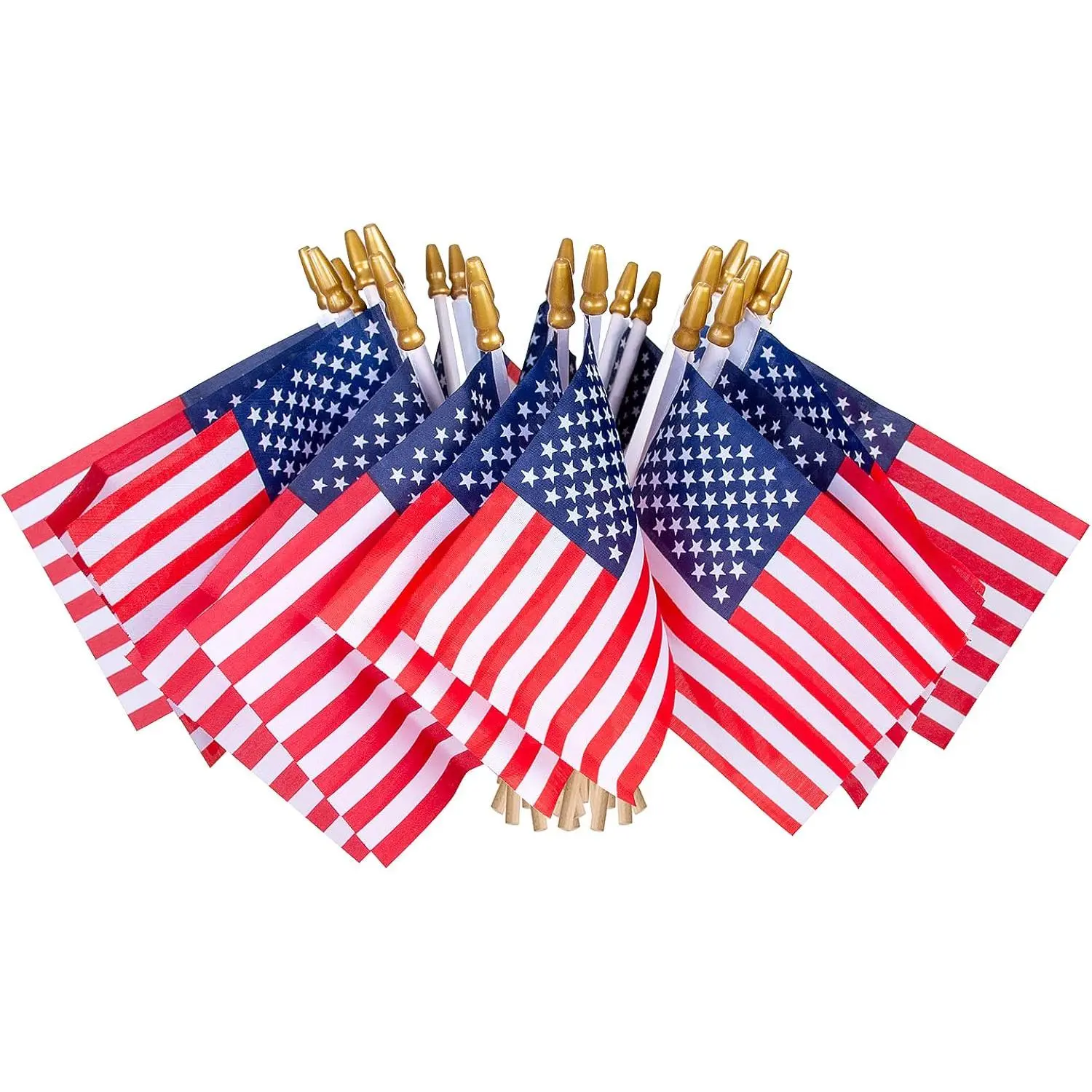 12 Pcs Small American Flags On Stick,4th of July Decorations Small USA Flag On Stick,Mini 4''x6'' American Flags for Outside,Fourth of July Flag for Yard Lawn,Patriotic Memorial Day Decorations