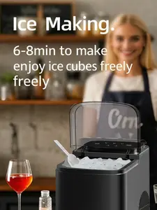 Portable Countertop Bullet Ice Maker with Self-Cleaning | Makes 9 Bullet Ice Cubes in 6 Mins, 26.5 lbs per 24 Hrs, Perfect for Kitchen/Office/Party/RV