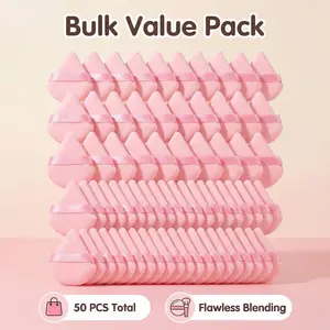 50pcs Large Triangle Powder Puffs + 50pcs Mini Powder Puffs, Perfect for Setting Makeup, Use Edges & Tips for Details, Even Application