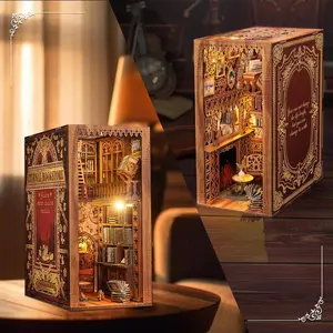 CUTEBEE Book Nook Kit - DIY Miniature House Dollhouse Kit for Adult and Teens, Booknook Bookshelf Decor Alley Model Build with LED Light, Gifts for Family and Friends (Eternal Bookstore)