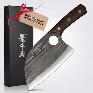 Upgraded Serbian Chef Knife Japanese Meat Cleaver Knife for Meat Cutting Forged Butcher Knives with Sheath Full Tang Kitchen Chopping Knives for Home, Outdoor Camping, Gift for Men and Women