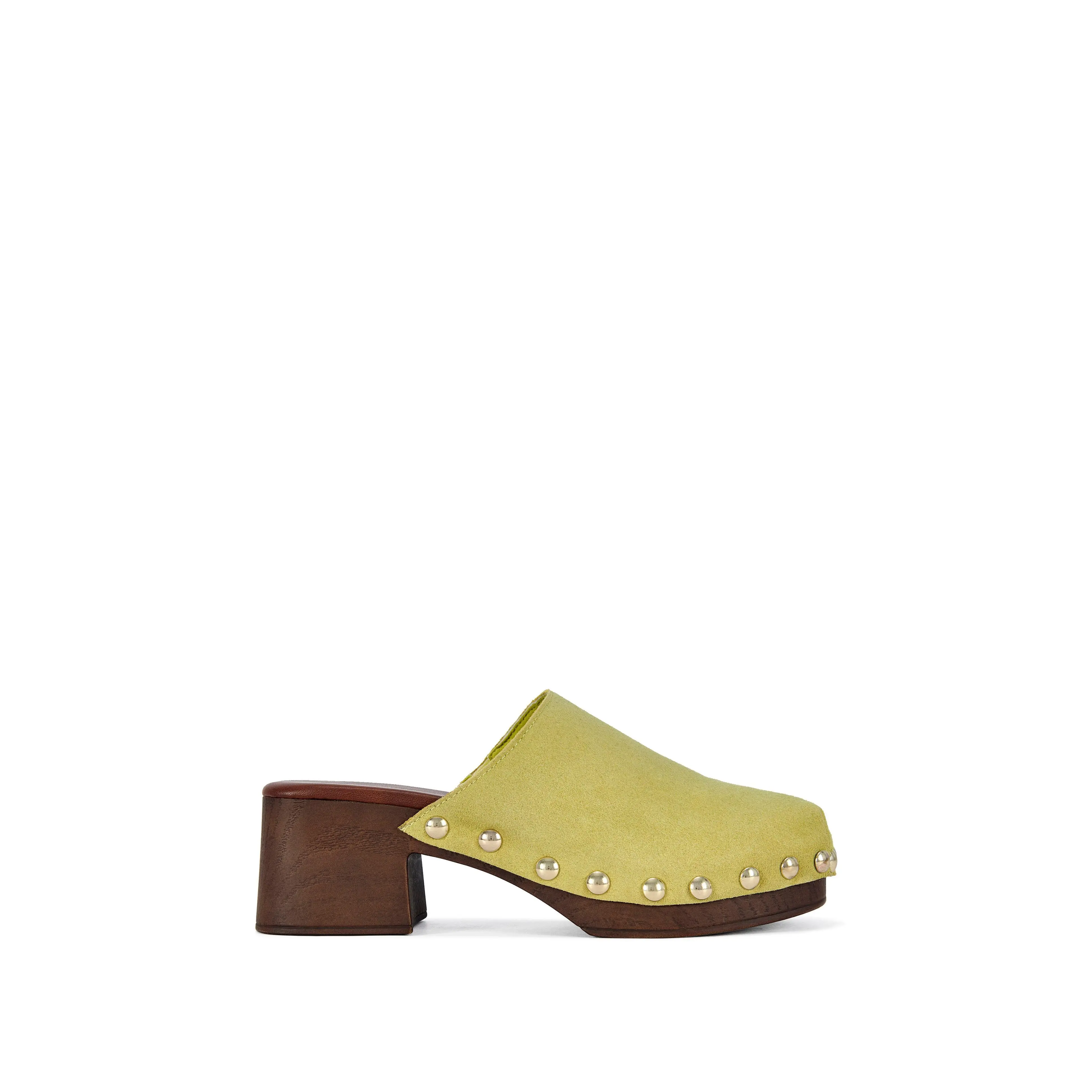 WALINDA-CITRON GENUINE LEATHER STUDDED CLOG