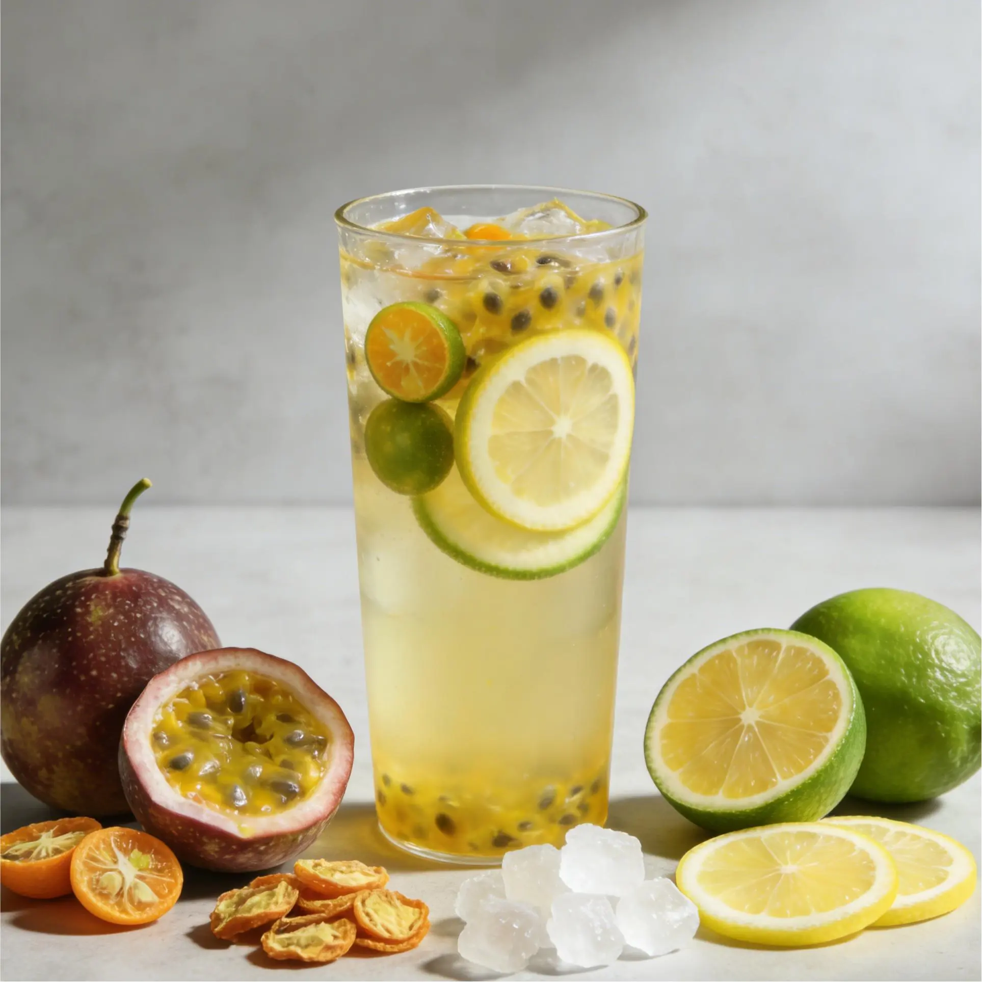 Natural Cold Brew Tea -Kumquat Lemon Passion Fruit Tea -Green Tangerine Fruit Tea Bags 8.4 oz-Perfect for Office & OutdoorEnjoyment Passion Fruit Kumquat Tea Mix Beverage Lemonade Iced Tea Loaded Tea Summer Refreshment