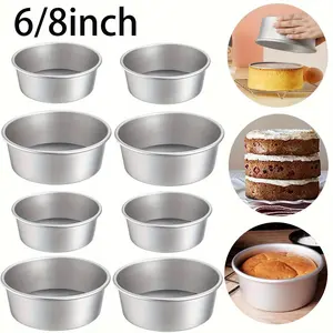 5pcs Aluminum Cake Pan Set, 6/8inch Round Cake Baking Pans with Removable Bottom, Durable Kitchen Tools for Home Baking Decor