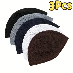 3pcs, Eid Mubarak, Hot Deal Taqiyah Hat, New Prayer Hat, Knitted Hat, Celebrate Eid or Daily Wear, Arab Classic Headwear, Holiday Gift, Eid ul-Fitr